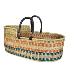 Baby Moses Basket Black Handles - Orange And Green