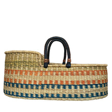 Baby Moses Basket Black Handles - Orange And Green