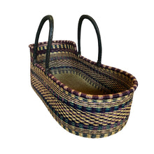 Baby Moses Basket Black Handles - Purple And Green