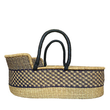 Baby Moses Basket Black Handles - Purple Checkered