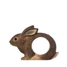 Wildlife Garden Hand Carved Napkin Ring - Rabbit