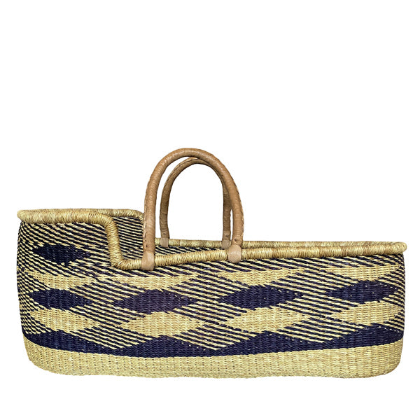 Baby Moses Basket Brown Handles - Checkered
