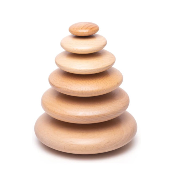 Bigjigs Smooth Wooden Pebble Set - Stacking Game