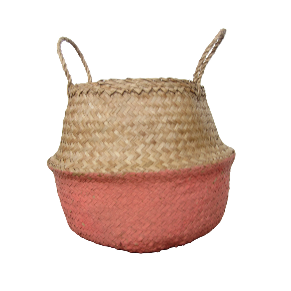 Olli Ella Seagrass Belly Basket - Pink
