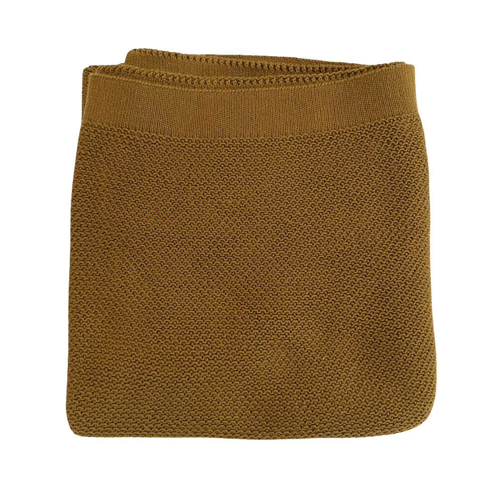 Hvid Blanket Caro - Mustard