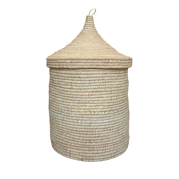 Madagascar Woven Palm Lidded Basket - Large