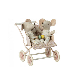 Maileg Stroller, Baby Mice - Rose