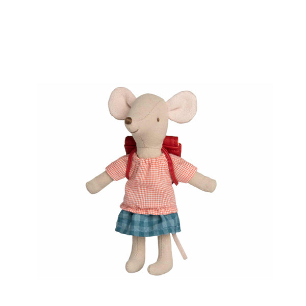 Maileg Tricycle Mouse, Big Sister with Bag - Red