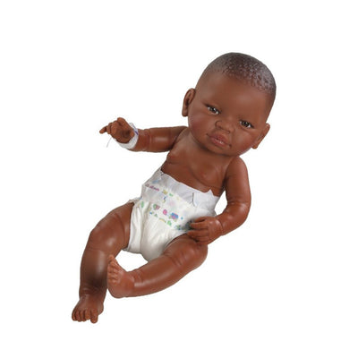 Paola Reina doll 45 cm - Bebito newborn - Black boy with nappy