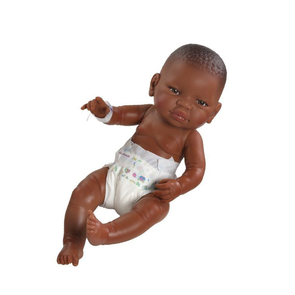 Paola Reina doll 45 cm - Bebita newborn - Black girl with nappy