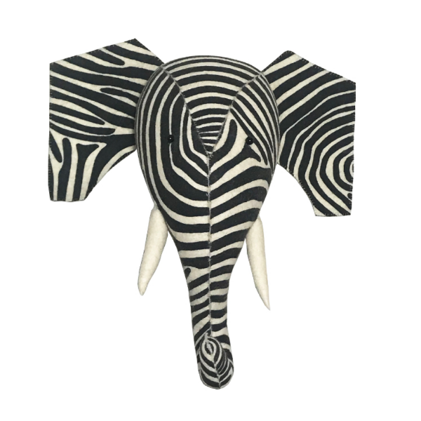 Fiona Walker Felt Animal Head - Striped Elephant Large