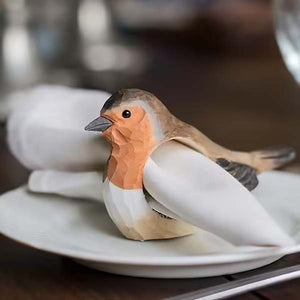 Wildlife Garden Hand Carved Napkin Ring - Robin