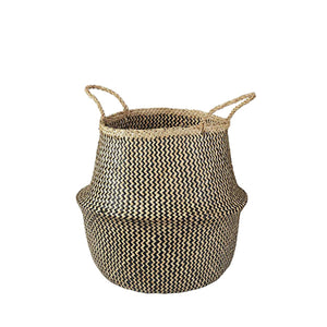 Seagrass Belly Basket Zigzag – Black