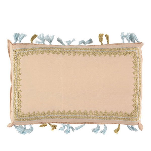 Camomile London Limited Edition Hand Embroidered Cushion – Peach