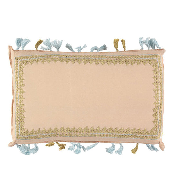 Camomile London Limited Edition Hand Embroidered Cushion – Peach
