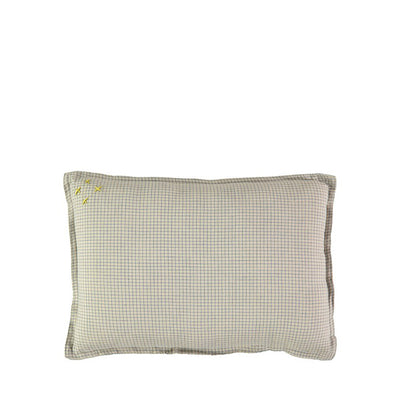Camomile London Limited Edition Graph Check Cushion – Blue/Natural