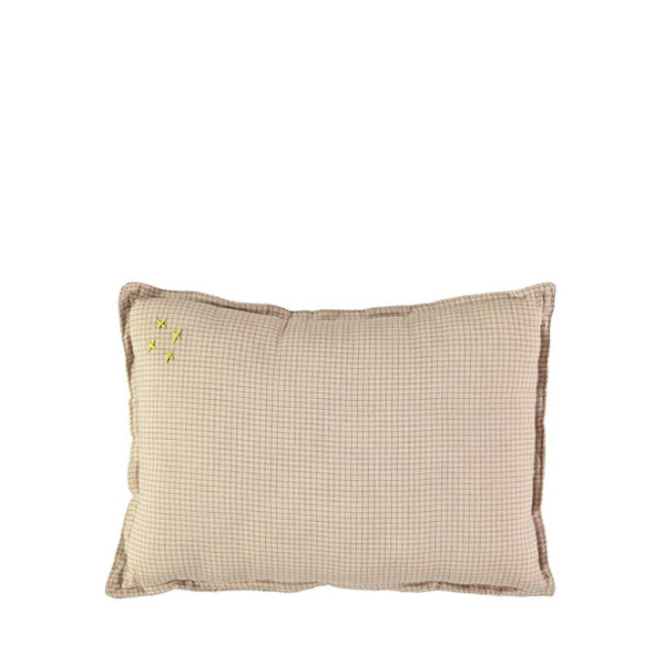 Camomile London Limited Edition Graph Check Cushion – Cinnamon/Natural