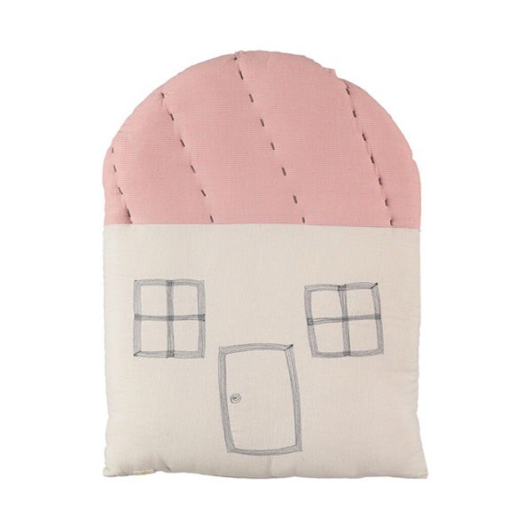 Camomile London Large House Cushion – Stone/Mini Check