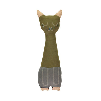 Camomile London Tall Cat Cushion – Moss/Slate