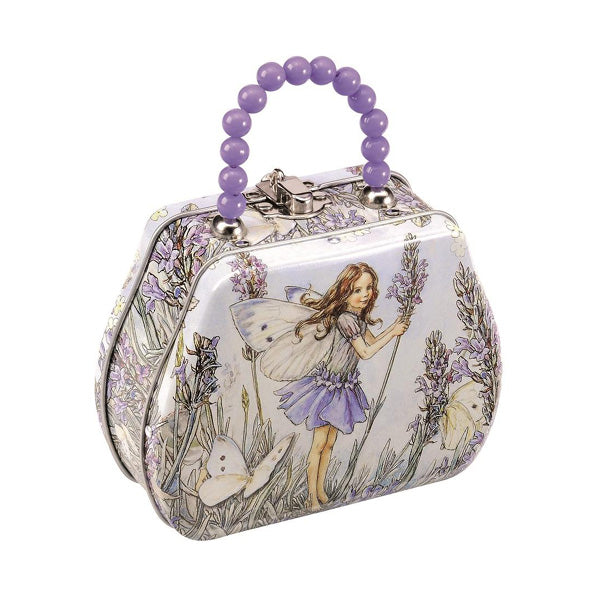 Flower Fairies Tin Carry Case With Bead Handle - Purple