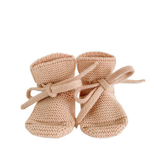 Hvid Knitted Booties – Apricot