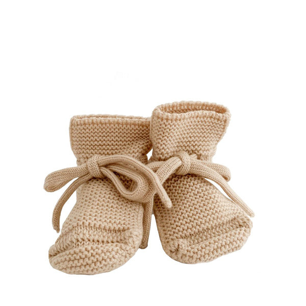 Hvid Knitted Booties – Oat