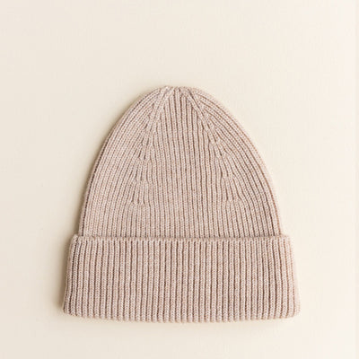 Hvid Knitted Beanie Fonzie - Sand