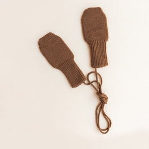 Hvid Knitted Mittens - Chocolate
