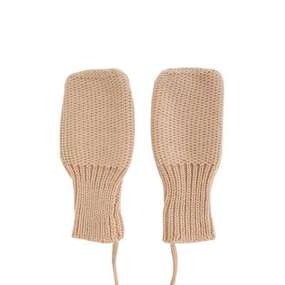 Hvid Knitted Mittens - Apricot