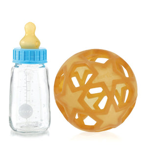 Hevea 2in1 Baby Glass Bottle with Star Ball - Blue