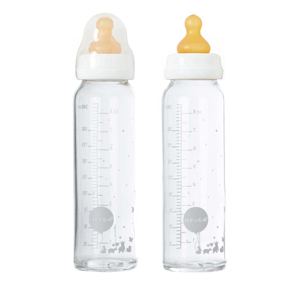 Hevea Large Glass Baby Bottle 240ml (set of 2) Elenfhant