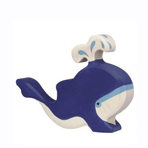 Holztiger Wooden Blue Whale with Water Fountain