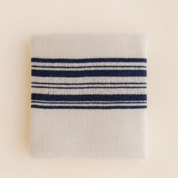 Hvid Blanket Gilbert - Off white / Blue
