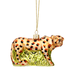 Glass Shaped Christmas Bauble - Leopard