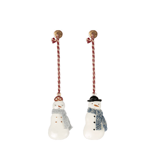 Maileg Metal Ornament, Snowman - Set of 2