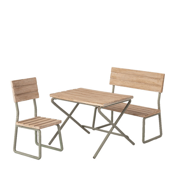 Maileg Garden Set, Table with Chair and Bench