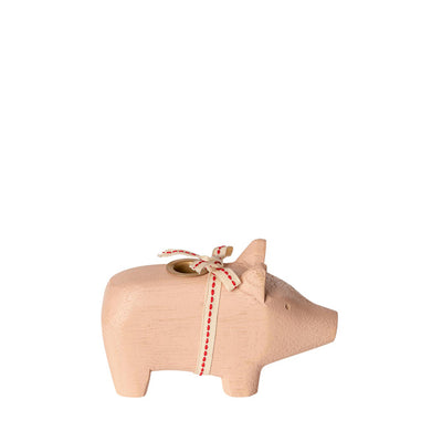 Maileg Wooden Pig Candle Holder - Small - Powder