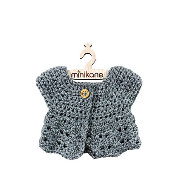 Minikane Paola Reina Baby Doll Crochet Cardigan – Gris Chiné