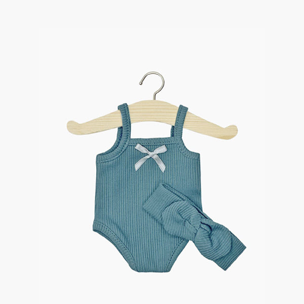 Minikane Les P'tits Basiques Ribbed Knit Girl's Body with Headband - Paon
