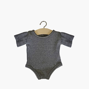 Minikane Les P'tits Basiques Ribbed Knit Body Short Sleeve - Gris Anthracite