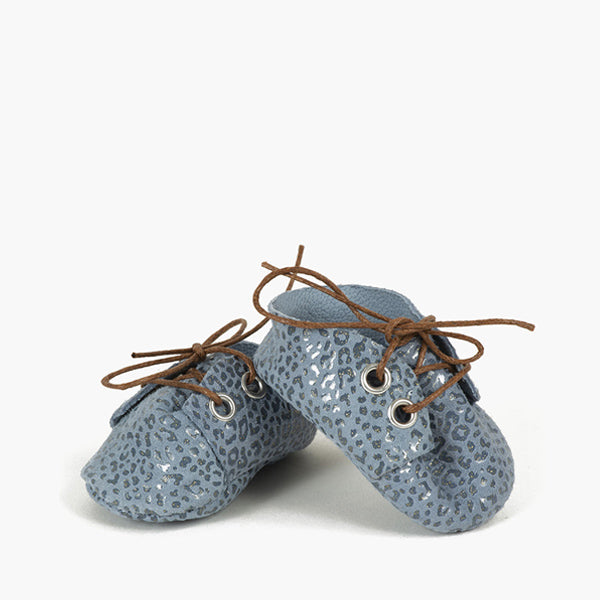 Minikane x Patt'touch Baby Doll Lace-Up Shoes – Leopard Blue