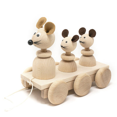 Miva Wooden Bobbing Pull Along Toy - Mice