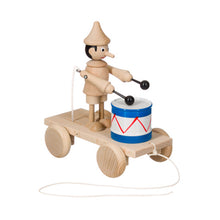 Miva Wooden Pull Along Toy - Drum Pinocchio BLUE