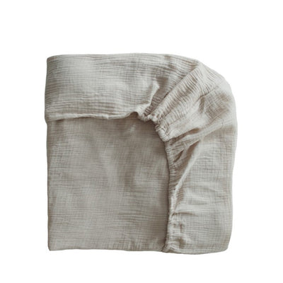 Mushie Extra Soft Muslin Crib Sheet - Fog