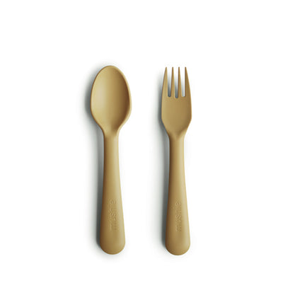 Mushie Fork and Spoon Set - Mustard