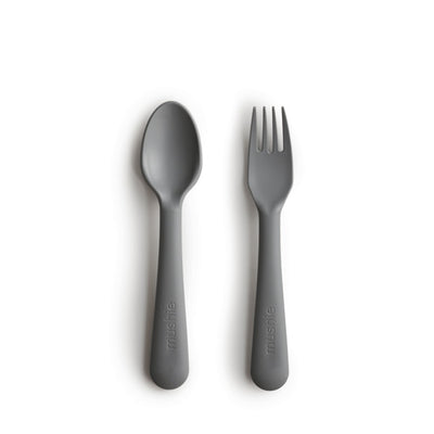 Mushie Fork and Spoon Set - Smoke