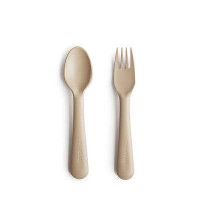 Mushie Fork and Spoon Set - Vanilla