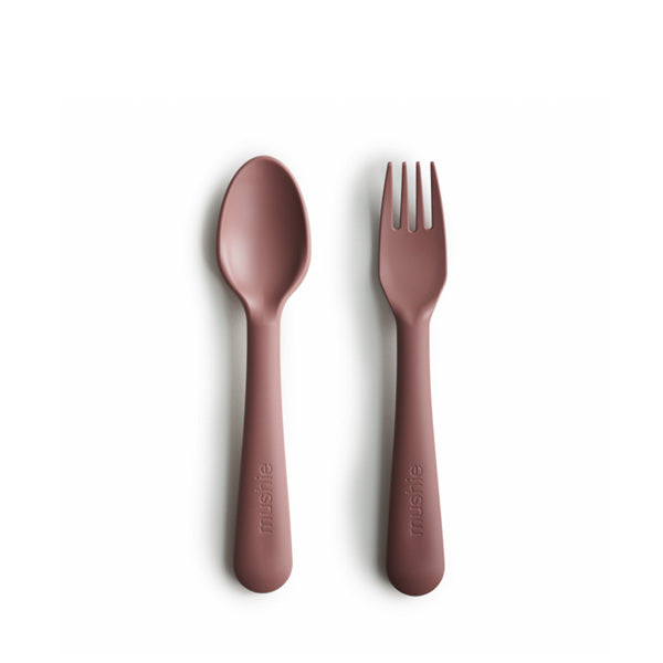Mushie Fork and Spoon Set - Woodchuck