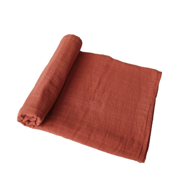 Mushie Muslin Swaddle Blanket Organic Cotton - Auburn
