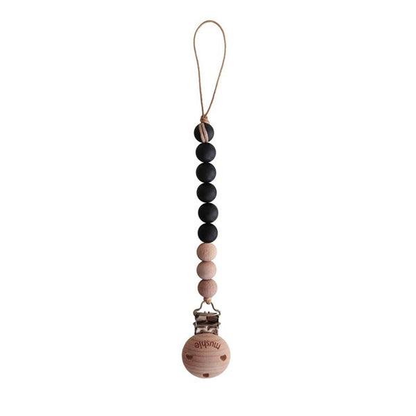 Mushie Pacifier Clip Cleo - Black